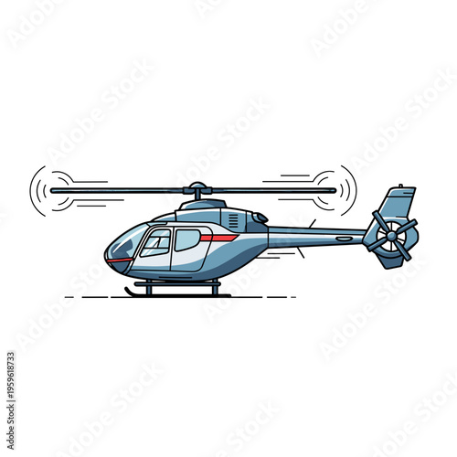 Professional blue helicopter illustration with motion lines