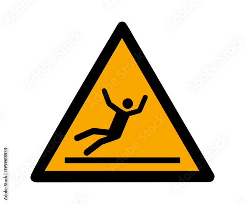 ISO 7010 sign warning for slippery surface. Fall hazard sign, slippery wet floor warning sign pictogram vector design and illustration.

