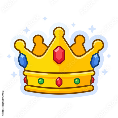 Golden crown game asset with colorful jewels and sparkles
