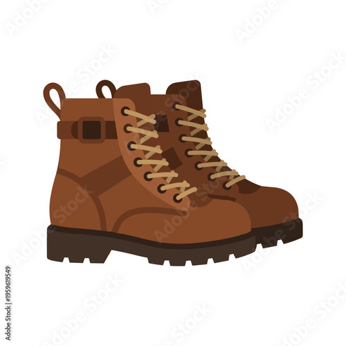 Pair of brown leather hiking boots with laces