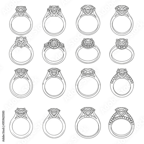 Rows of Diamond Rings Pattern for Jewelry Store