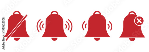 notification bells icon set. Notification Bell silent icons collection. New message notification or alert symbol.