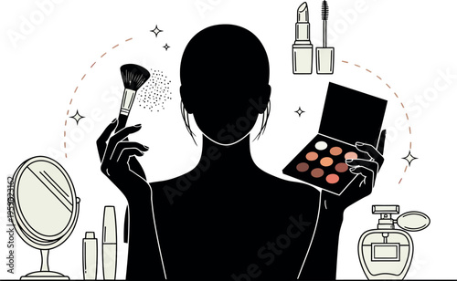 Makeup, cosmetics, beauty, vector icons,  minimalist style