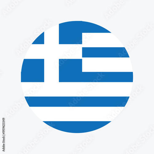 Round Greece Flag Icon – Greece  Flag Circular Vector Badge with Standard Colors and National Symbol. Circle Flag Icon of Greece  Button Badge Icon.