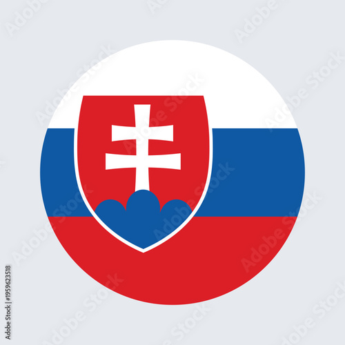 Circular Circle Flag Icon Logo of Slovakia. Round or Circle Flag Selection Button Badge Icon with  Slovakia Flags Vector Image. National symbol of   Slovakia.   Slovakia  patriotic sign flag.
