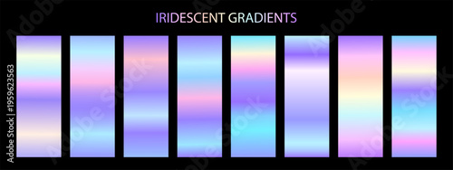 Foto Swatch collection of holographic and iridescent gradients