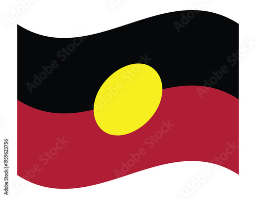 Waving Aboriginal  Flag – National Flag of Aboriginal  in Vector Illustration Style. Flag icon of Aboriginal.
