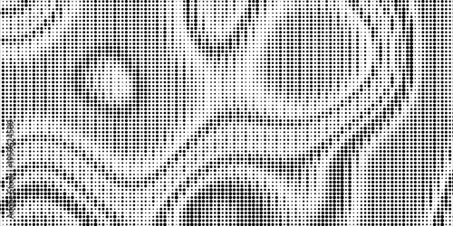 Dotted halftone texture background. Black and white pop art gradient overlay. Fading grunge gritty noise wallpaper. Weathered pixelated comic backdrop. Vector bitmap subtle vanishing surface