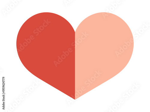 Fotografía Vector two tone heart shape split into red and pink halves on white background