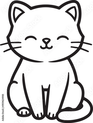 A cute cartoon cat, eyes closed, whiskers, and a serene smile. Perfect for adding a touch of joy and playfulness.