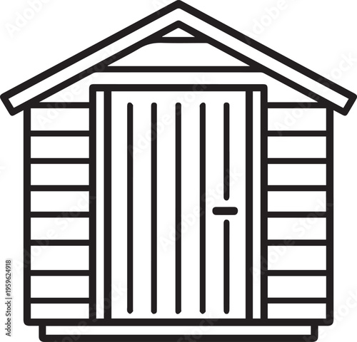 A simple, yet classic garden shed with a welcoming door, perfect for storing tools and treasures, evokes the tranquility and simplicity of a quiet garden escape. 