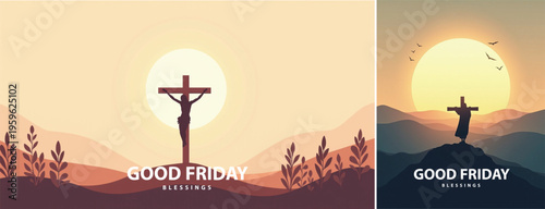 Elegant Good friday with cross background, Good friday holy week background for banner and social meida template