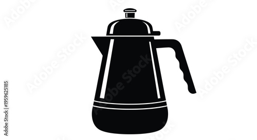 Black and white silhouette of a traditional arabic coffee pot or dallah