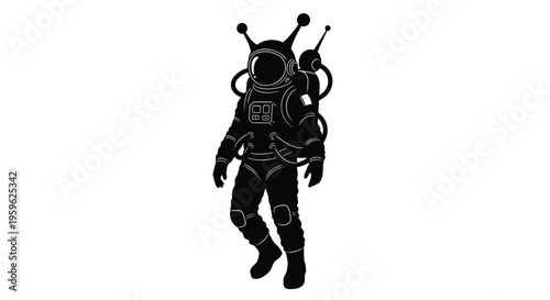 Silhouette of an astronaut in a spacesuit depicted in a minimalist style