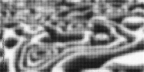 Dotted halftone texture background. Black and white pop art gradient overlay. Fading grunge gritty noise wallpaper. Weathered pixelated comic backdrop. Vector bitmap subtle vanishing surface