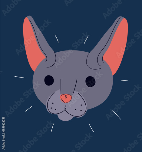 Cartoon vector illustration of Oriental cat face, concept of elegance, curiosity and pet personality