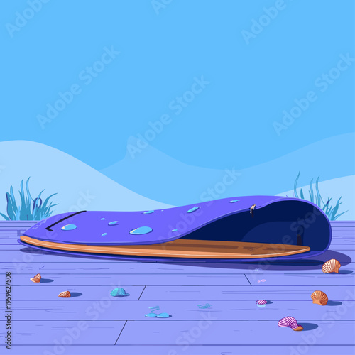 Blue Neoprene Surfboard Cover on Deck