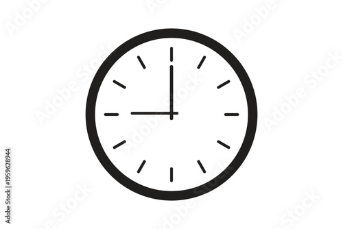 Time and Clock icon. Analog clock on white background. Vector illustration