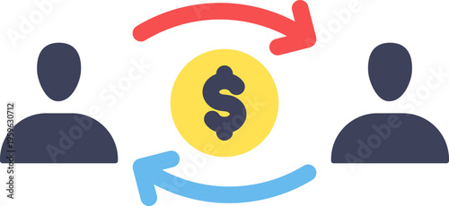Peer to Peer Payment Flat Icon