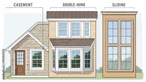 House renovation window types illustration different styles casement double hung sliding windows home design architecture