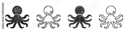 Sketch octopus icon design set