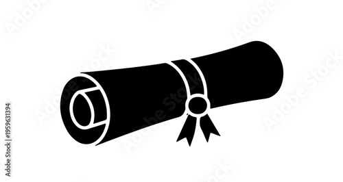 Graduation diploma scroll tied design icon on a white background