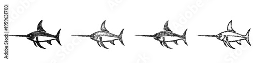 Sketch swordfish icon design set