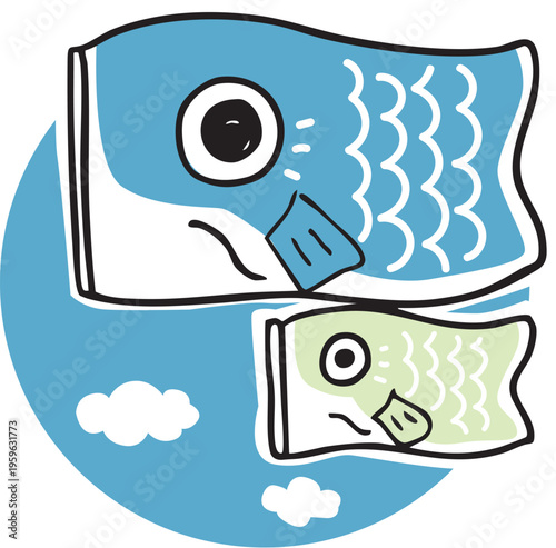 デフォルメされたこいのぼり_2色