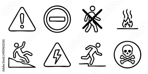 Warning and Attention Icons Set / 注意・警告アイコンセット（アラート・強調・線画・ベクター）