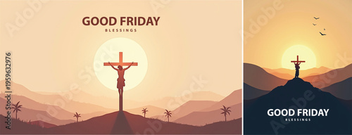 Elegant Good friday with cross background, Good friday holy week background for banner and social meida template