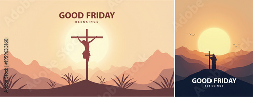 Elegant Good friday with cross background, Good friday holy week background for banner and social meida template