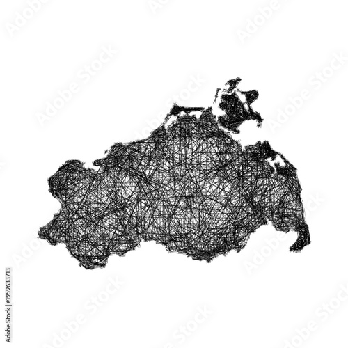 Sketch Mecklenburg–Western Pomerania outline map design