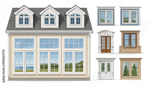 Residential window designs various house styles and types architecture elements home renovation building facades glass panes exterior