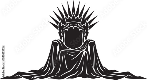 Ornate throne with crown silhouette, symbol of power, royalty, and authority, throne room