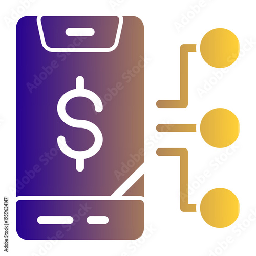 Mobile Finance Digital Business icon from the Digital Business icon collection (Glyph Gradient Style)