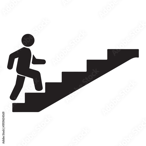 Walking up the stairs or staircase icon vector silhouette 