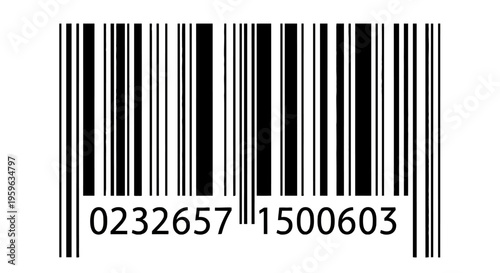 Universal product code barcode with black lines and numerical sequence. Essential data graphic for product identification, inventory, and efficient retail scanning in modern commerce