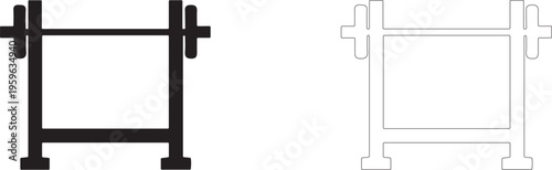 Squat Rack. Outline and filled vector icon.