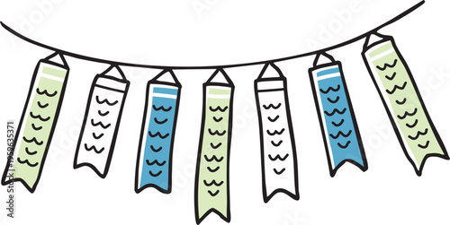 連なったこいのぼり_2色