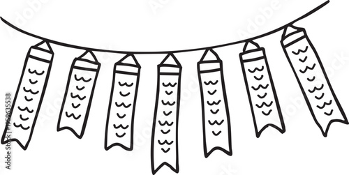 連なったこいのぼり_線画