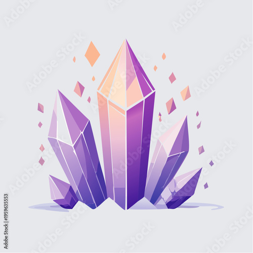 Amethyst Kristall Spitzen violett Edelstein Grafik