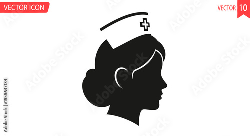 Mental health icon with female head silhouette and medical cross, psychology and healthcare concept, brain and emotional wellness symbol isolated on white background