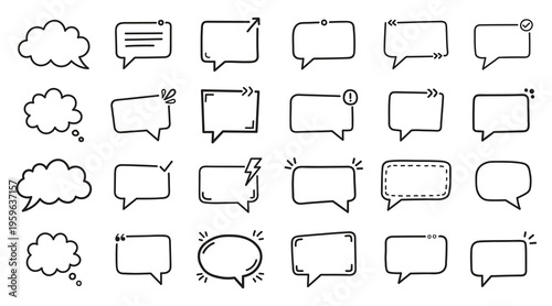 Εκτύπωση καμβά Collection of hand drawn speech bubbles and text boxes