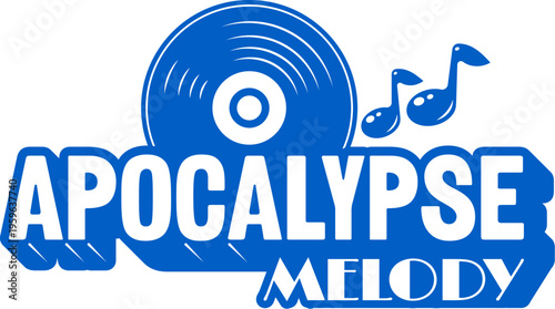 Blue Y2K streetwear apocalypse melody icon or label. Brand graphic funky print, streetwear futuristic Y2K isolated vector icon. Apparel typography vintage label element or clothing text retro emblem