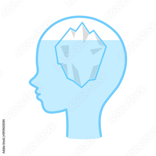 潜在意識と顕在意識の氷山　頭の中の思考イメージアイコン