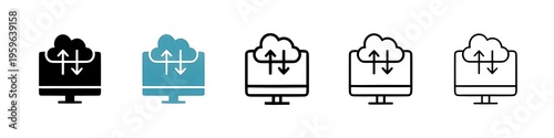 Cloud computing line icon vector set. Thin line customizable illustration. Contour symbol. Vector isolated outline drawing. Editable stroke