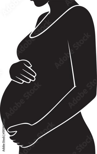 Pregnant Woman Silhouette: Motherhood, Pregnancy, and Maternity Care Icon