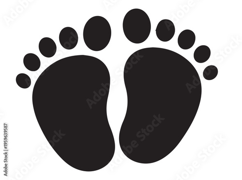 Baby Footprints Silhouette: Newborn Feet and Infant Identity Icon