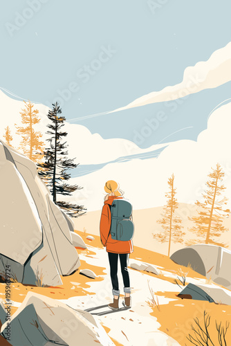 Sunlit Hiker with Insulated Cooler Backpack