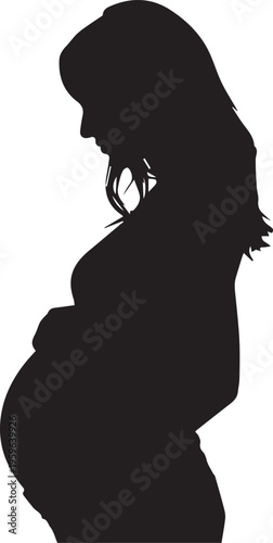 Silhouette of a Pregnant Woman Holding Her Belly Representing Motherhood and Maternity